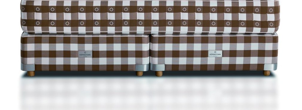 Imperial Pivot side wall and divan base in coffee-check fabric