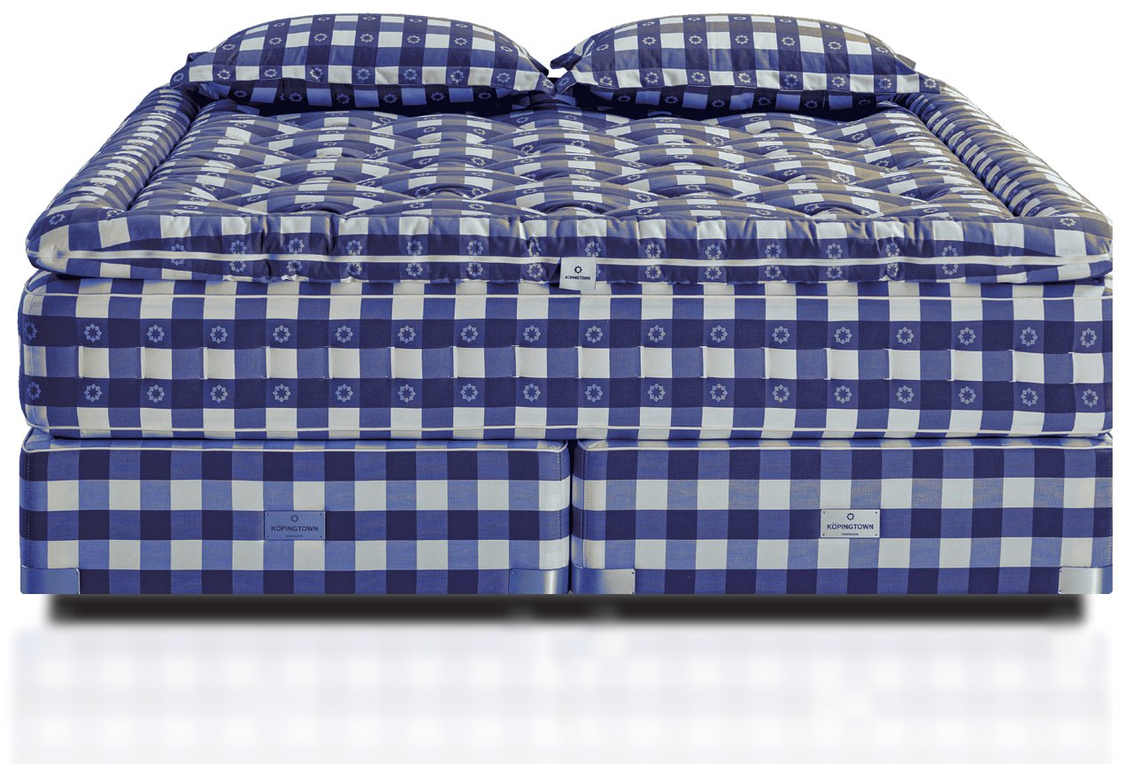Master Artisan C two-tier handcrafted mattress in blue-white check cotton ticking