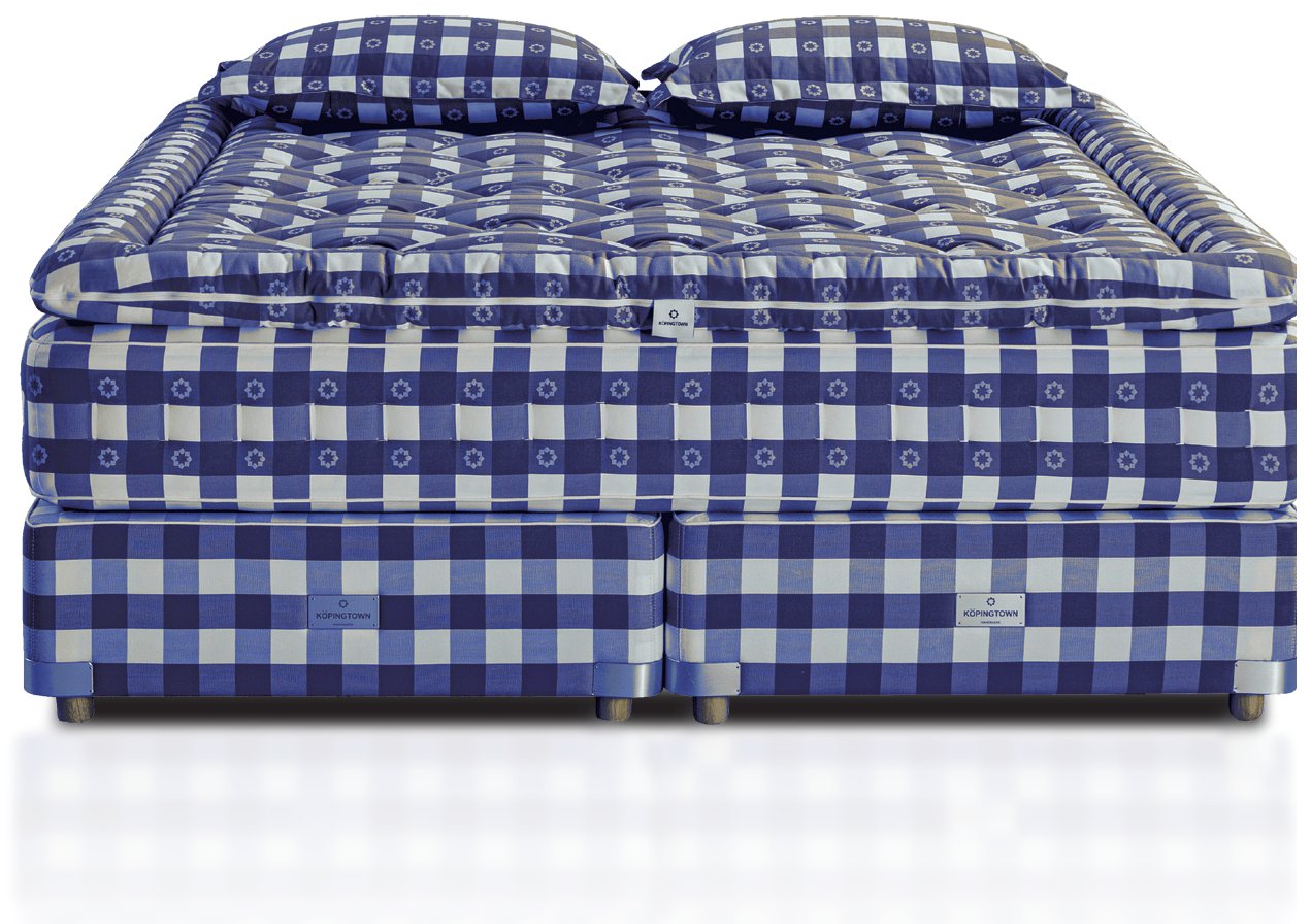 Master Artisan D two-tier handcrafted mattress in blue-white check cotton ticking