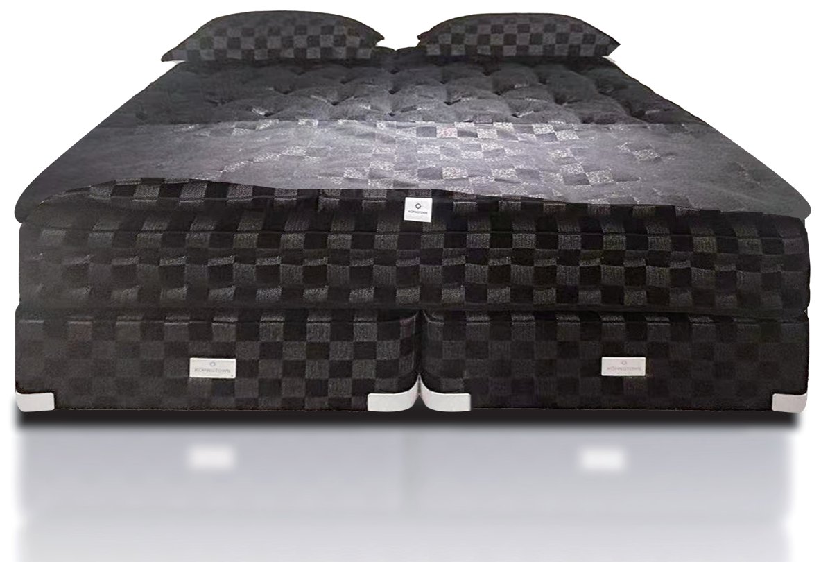 Golden Velvet C two-tier handcrafted mattress in black-gold chenille with divan base